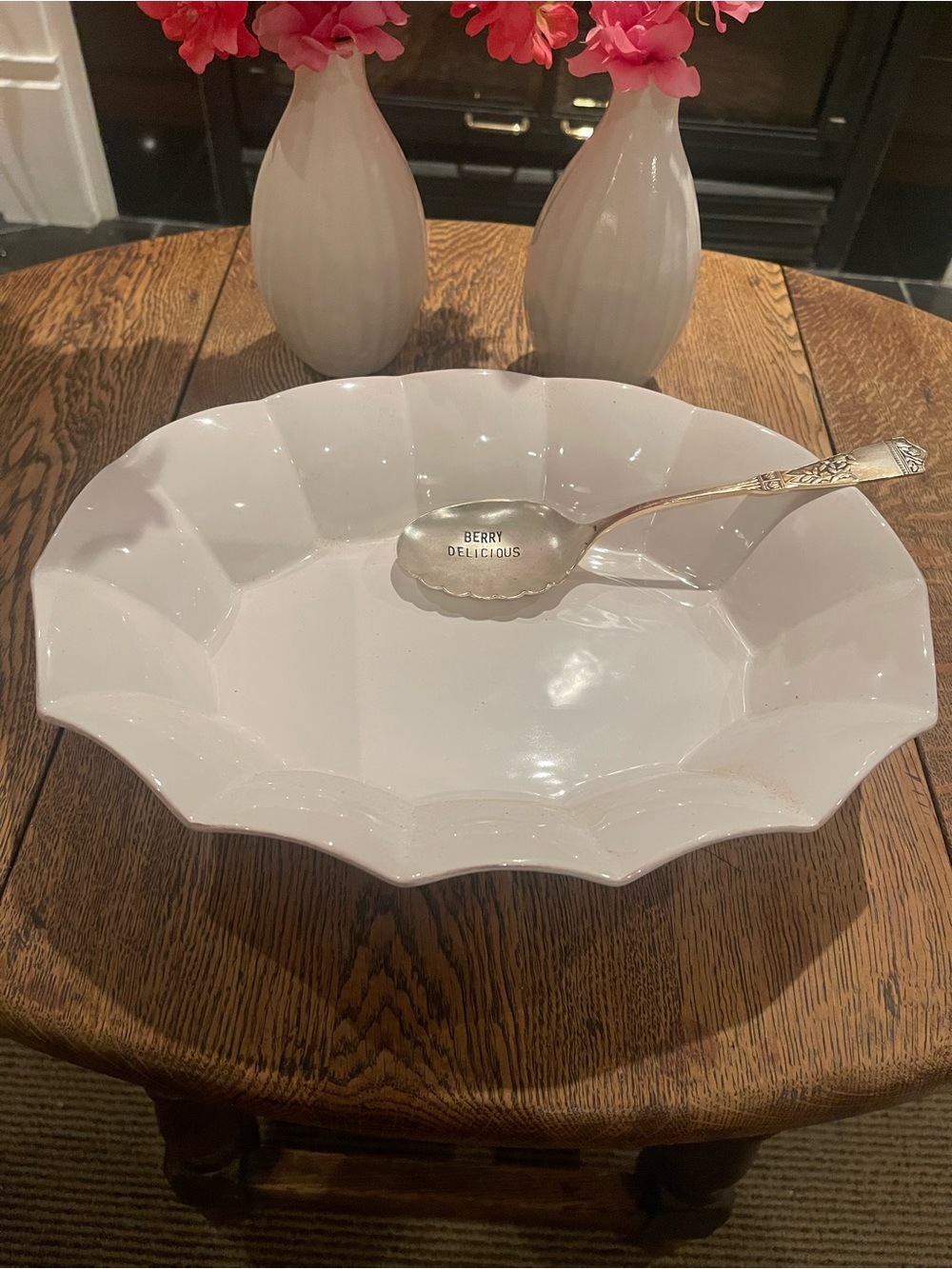 Mud Pie “Berry Delicious” Scalloped Ceramic Serving Bowl